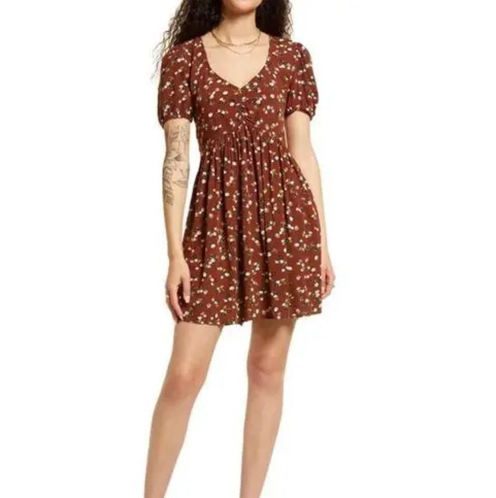 New ~ BP. NORDSTROM ~ Kasey Ditsy Floral Printed Babydoll Minidress Size XS